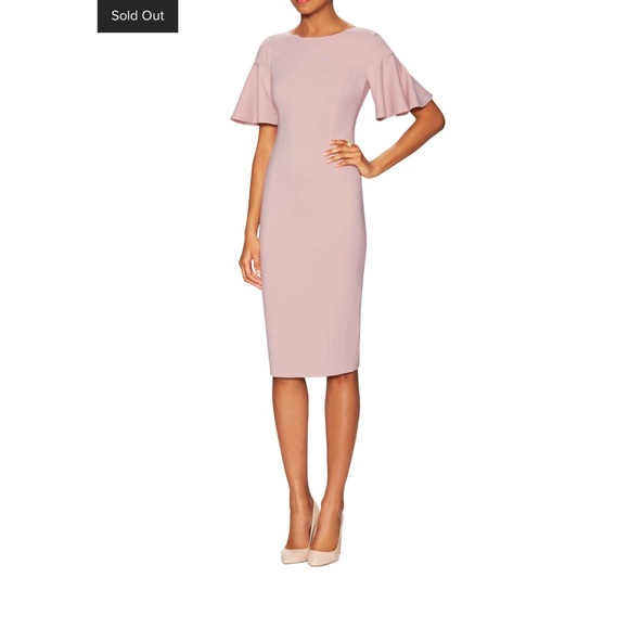 blush flutter sleeve dress